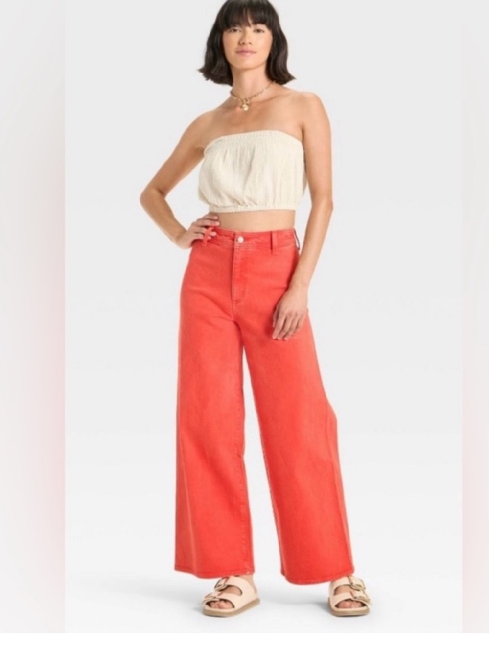 Wide Leg High-Rise Jeans in Coral universal thread size 10 - Picture 3 of 11